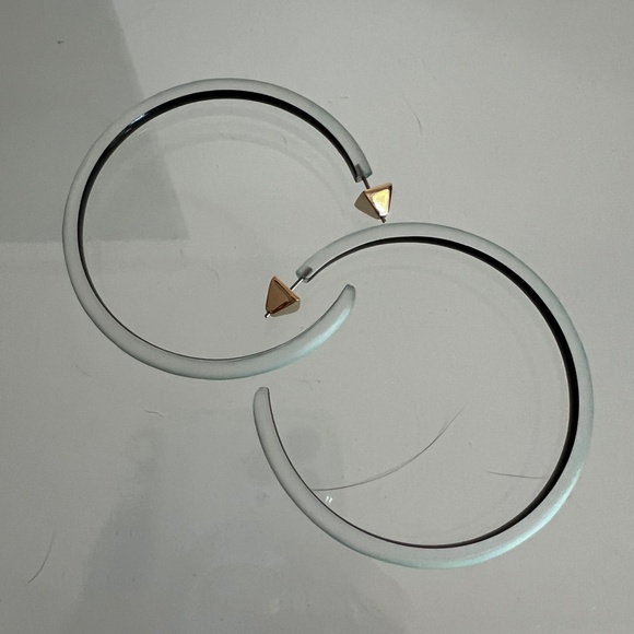 ALEXIS BITTAR Large Skinny Dark Teal Lucite Hoop Earrings - Picture 6 of 10
